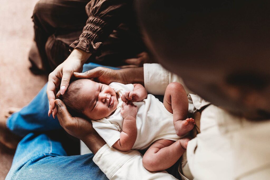 North Atlanta family enjoying time together with their newborn baby at home