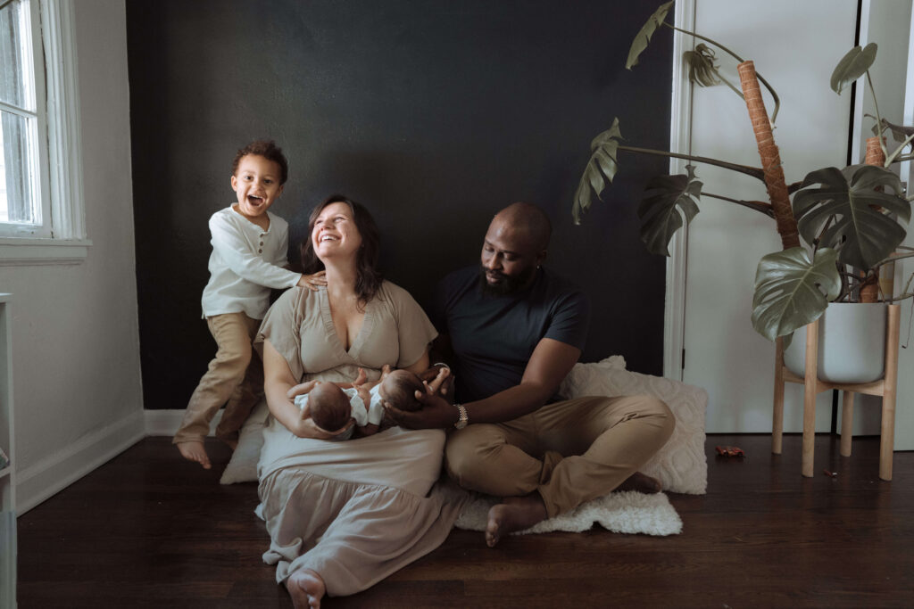 Kristina SV with her husband, toddler, and twin boys in Atlanta, Georgia.